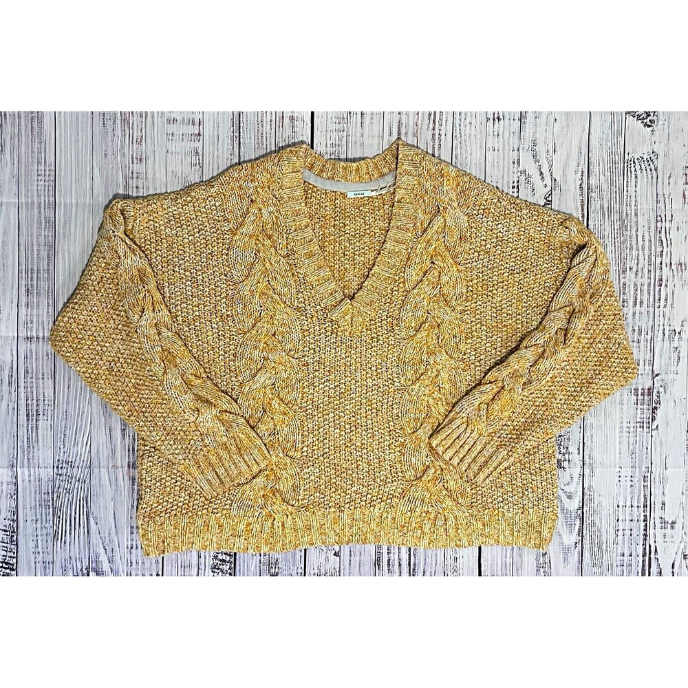 Urban Outfitters Kimchi Blue Cable Knit Chunky V-Neck Slouchy Marled Sweater M/L